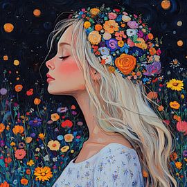 Blumen Frau von Blickfänger Gemälde