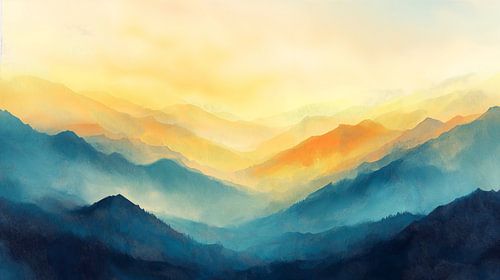 Kleurrijk Berglandschap in de mist no.2