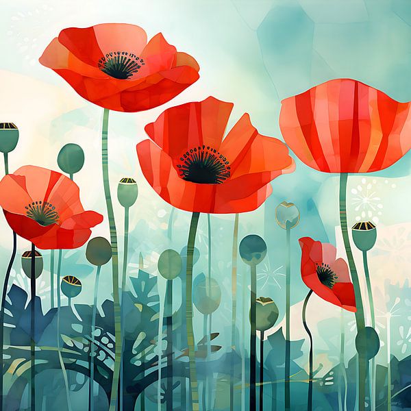 Mohnblumen in Abstraktion von Lauri Creates