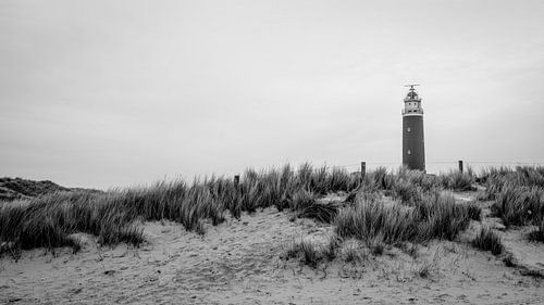 Zwart wit vuurtoren Texel