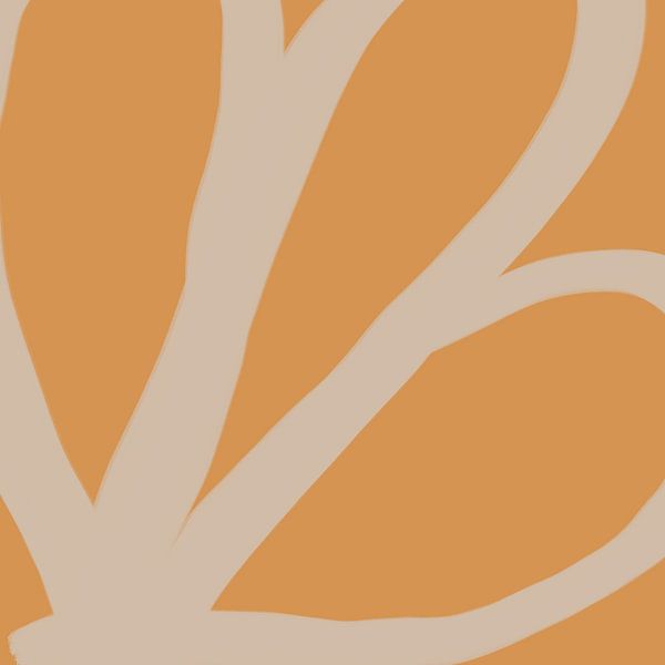 Abstrakte minimalistische Linienkunst in hellen Pastellfarben. Beige auf Gelb. von Dina Dankers