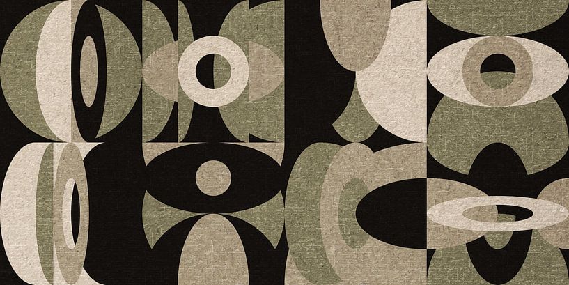 Bauhaus style abstract industrial geometric in pastel green, beige, black VI by Dina Dankers