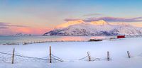 Winter Landscape with boathouse in Norway by Adelheid Smitt thumbnail