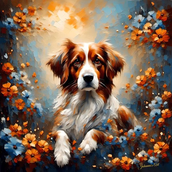 Dog Art - Dutch Kooikerhondje 4 by Johannas Art Creations