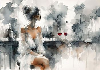 Vrouw aan de bar...