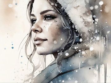 Beautiful Woman in a Winter Wonderland II von ArtDesign by KBK