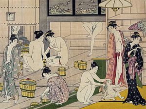 Torii Kiyonaga, 1752-1815, Kiyonaga Badehaus Frauen, 1780er Jahre