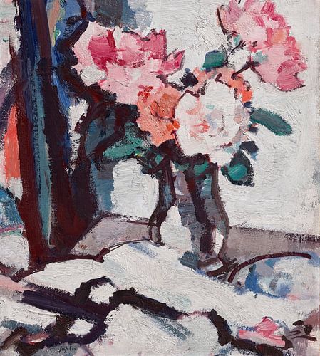 Samuel John Peploe - Pink roses in a glass vase (1920s)