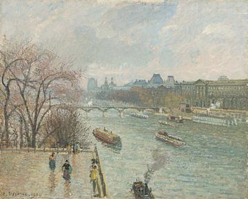 The Louvre in the afternoon with rainy weather, Camille Pissarro