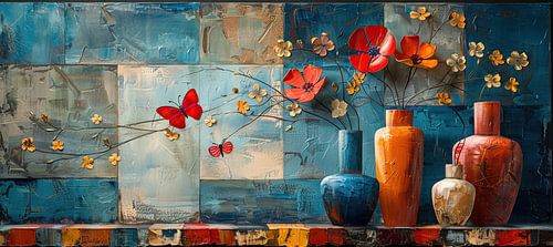 Crimson Wings at Blue Dawn by Art Whims