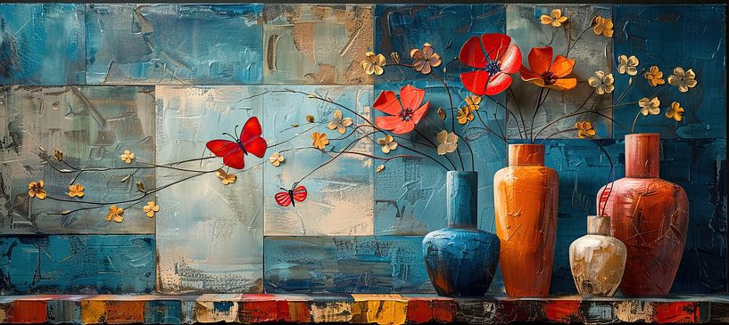 Crimson Wings at Blue Dawn van Kunst Kriebels