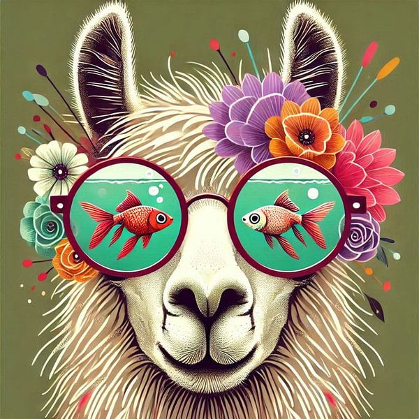 Lama sieht Fisch von CanvasbyCaro