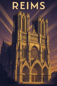 Reims Kathedrale Art Deco Reise Poster