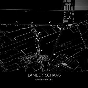 Black-and-white map of Lambertschaag, North Holland. by Rezona