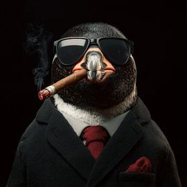 Penguin with a cigar and sunglasses by TheXclusive Art