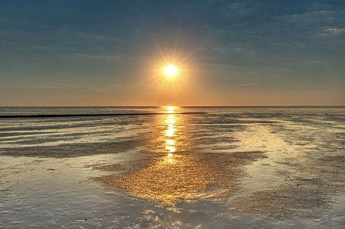 Sunset over the Frisian Wad near Koehoal