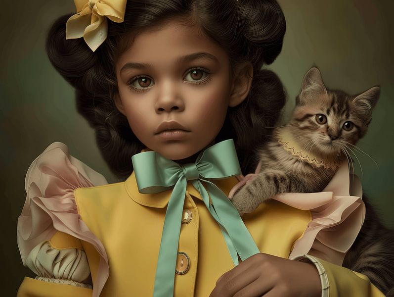 Kunstporträt &quot;Ich und meine Katze&quot; von Carla Van Iersel