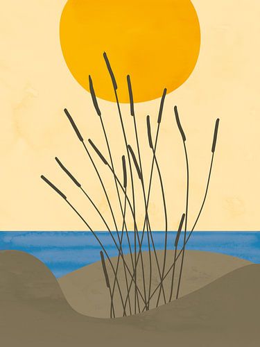 Abstracte illustratie van duinen bij de zee