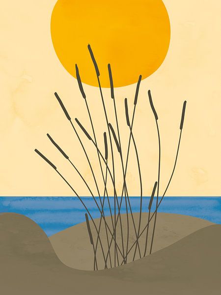 Abstracte illustratie van duinen bij de zee