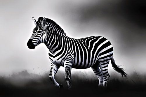 Zebra in een mistige omgeving