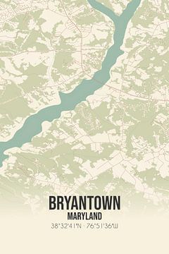 Vintage landkaart van Bryantown (Maryland), USA. van MijnStadsPoster