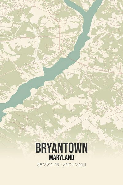 Alte Karte von Bryantown (Maryland), USA. von Ortsdrucke