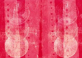 Moderne abstrakte Kunst. Formen in Rot und Rosa. von Dina Dankers