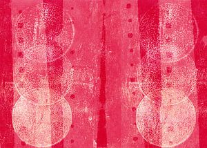 Moderne abstracte kunst. Vormen in rood en roze. van Dina Dankers