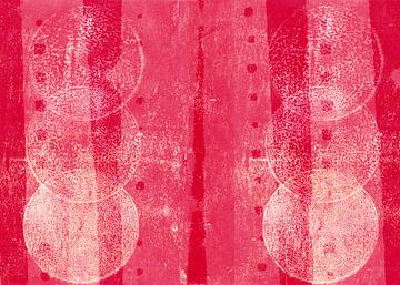 Art abstrait moderne. Formes en rouge et rose. sur Dina Dankers