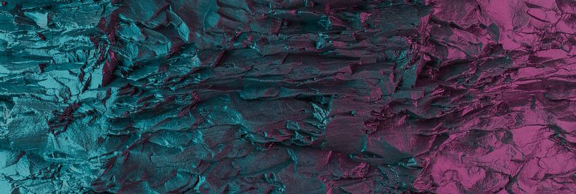 Wet rock wall illuminated by colorful neon lights by Besa Art