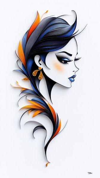 Vrouwenportretten in Papier, Goud en Multicolor van Gelissen Artworks