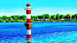 Une ambiance idyllique autour du phare au camping sur Frank Heinz