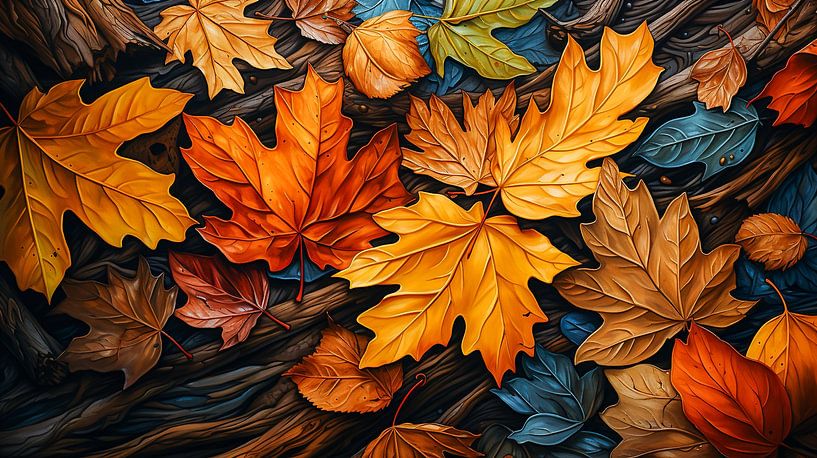 Bunte Herbstahornblätter auf dem Boden gemalte Illustration von Animaflora PicsStock