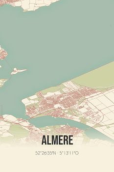 Carte rétro d'Almere, Flevoland.