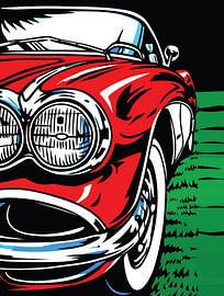 Klassieke muscle car front pop art retro portret van Ramy Salah Hefny