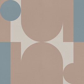 Retro style geometric art. Circles and stripes in pink and blue no. 1 by Dina Dankers