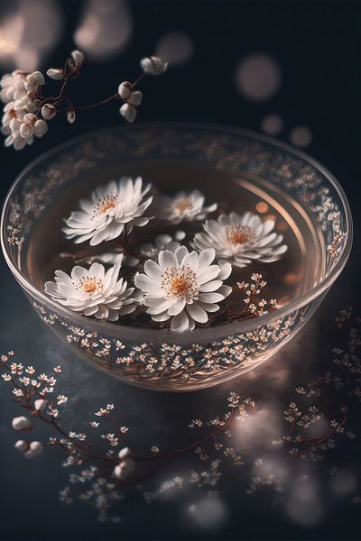 White Blossoms In Bowl von Treechild