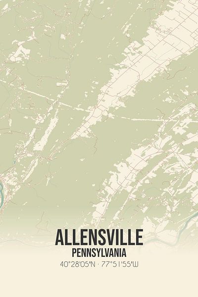 Carte ancienne d'Allensville (Pennsylvanie), USA. par Affiches de lieux