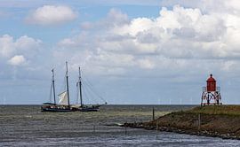 Sailing ship passes Stavoren by Paul Veen