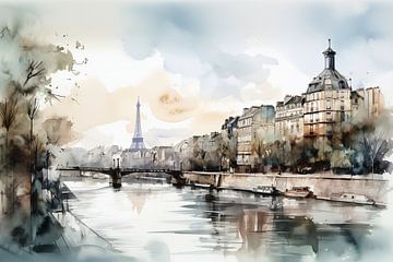 Aquarel Parijs van Uncoloredx12