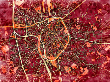 Kaart van Brugge in de stijl 'Amber Autumn'