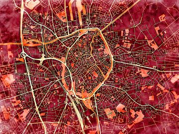Kaart van Brugge in de stijl 'Amber Autumn' van Maporia
