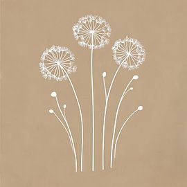 Pissenlits minimalistes en dessin au trait