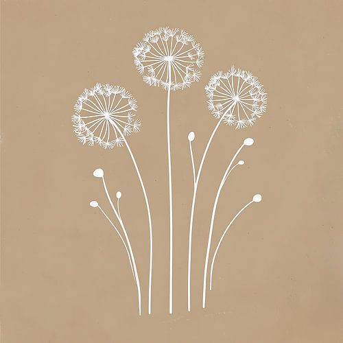 Minimalistischer Löwenzahn in Strichzeichnung