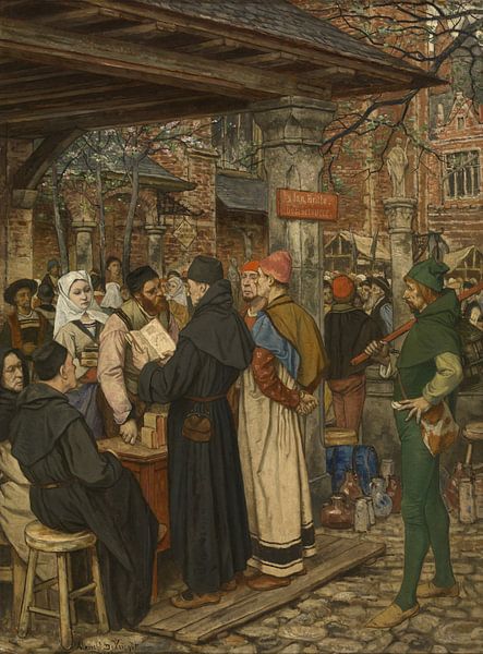 Jan Brito, de Brugse uitvinder van de boekdrukkunst, Albrecht De Vriendt, 1893 van Atelier Liesjes