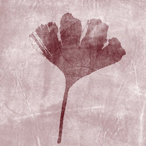Ginkgo blad in warm bruin. Moderne botanische minimalistische kunst.