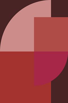 Abstrakte geometrische Kunst im Retrostil in rosa, terra, braun Nr. 7 von Dina Dankers