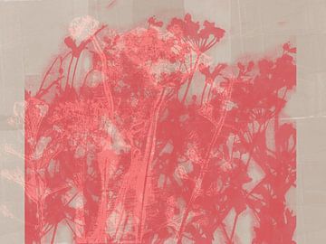Blumen in Rot auf Taupe von Dina Dankers