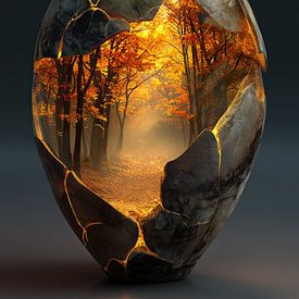 Goldglänzender Strauß in einer Steinvase von TheXclusive Art