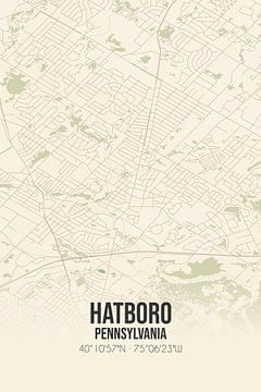 Vintage landkaart van Hatboro (Pennsylvania), USA. van MijnStadsPoster